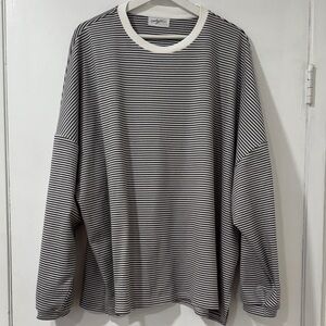 Carly Jean Los Angeles Black and White Striped Long Sleeve Tee